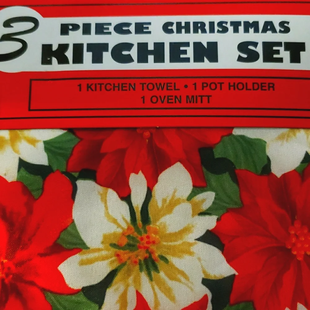 Drying Mat + Christmas 3 piece Kitchen Towels Set